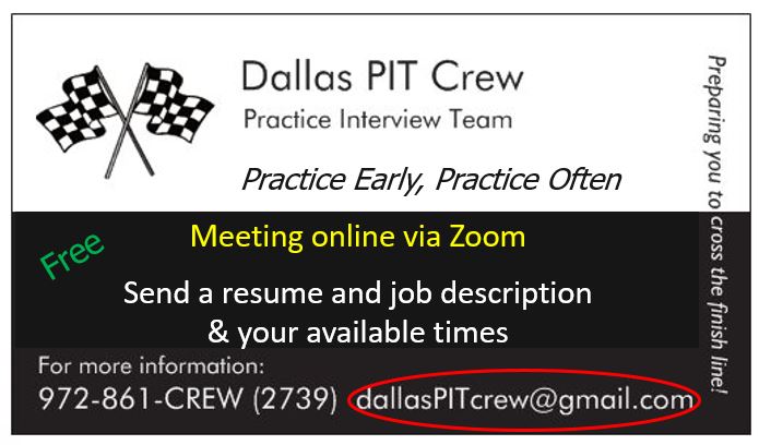 PIT Crew Card (Practice Interview Team) 
